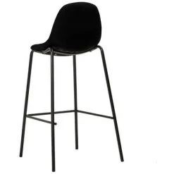 LES TENDANCES Chaise De Bar Tissu Noir Et Pieds Métal Noir Cassie - Lot De 4 -banc et tabouret Soldes Boutique 66902707 4