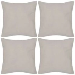 LES TENDANCES Housses De Coussin Coton 4 Pcs Beige 40x40 Cm