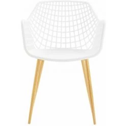 IDIMEX Lot De 4 Chaises LUCIA Pour Salle à Mange Design Retro Avec Accoudoirs, Coque En Plastique Blanc Et Pieds En Métal Décor Chêne - Blanc/chêne Sonoma 8 IDIMEX Lot De 4 Chaises LUCIA Pour Salle à Mange Design Retro Avec Accoudoirs, Coque En Plastique Blanc Et Pieds En Métal Décor Chêne - Blanc/chêne Sonoma -banc et tabouret Soldes Boutique 66951252 3