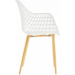 IDIMEX Lot De 4 Chaises LUCIA Pour Salle à Mange Design Retro Avec Accoudoirs, Coque En Plastique Blanc Et Pieds En Métal Décor Chêne - Blanc/chêne Sonoma 9 IDIMEX Lot De 4 Chaises LUCIA Pour Salle à Mange Design Retro Avec Accoudoirs, Coque En Plastique Blanc Et Pieds En Métal Décor Chêne - Blanc/chêne Sonoma -banc et tabouret Soldes Boutique 66951252 4