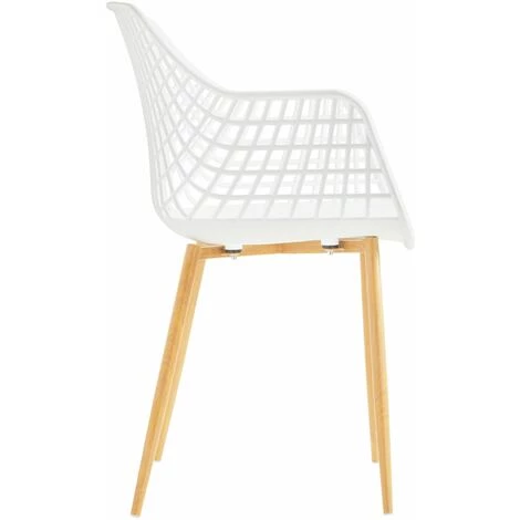 IDIMEX Lot De 4 Chaises LUCIA Pour Salle à Mange Design Retro Avec Accoudoirs, Coque En Plastique Blanc Et Pieds En Métal Décor Chêne - Blanc/chêne Sonoma 6 IDIMEX Lot De 4 Chaises LUCIA Pour Salle à Mange Design Retro Avec Accoudoirs, Coque En Plastique Blanc Et Pieds En Métal Décor Chêne - Blanc/chêne Sonoma – Image 4