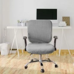 AOUGO Stretch Office Covers Housse De Siège Housse De Protection De Coussin De Siège De Bureau Pour Ordinateur, Gris Argenté -banc et tabouret Soldes Boutique 66960421 5