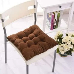 OCXIN Lot De 2 Coussins De Chaise Avec Attaches, 40 X 40 Cm/16" X 16" Carré Antidérapant Confortable Coussin De Siège Lavable Pour Intérieur Extérieur Maison Cuisine Chaise Voiture Canapé (café, 2 Pièces 16" X 16") -banc et tabouret Soldes Boutique 66965934 2