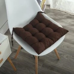 OCXIN Lot De 2 Coussins De Chaise Avec Attaches, 40 X 40 Cm/16" X 16" Carré Antidérapant Confortable Coussin De Siège Lavable Pour Intérieur Extérieur Maison Cuisine Chaise Voiture Canapé (café, 2 Pièces 16" X 16") -banc et tabouret Soldes Boutique 66965934 3