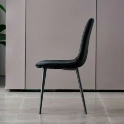 JYMTOM Lot De 2 Chaises De Salle à Manger Velours Siège Rembourrée Pieds En Métal, Pour Salon, Chambre,Bureau - Noir 9 JYMTOM Lot De 2 Chaises De Salle à Manger Velours Siège Rembourrée Pieds En Métal, Pour Salon, Chambre,Bureau - Noir -banc et tabouret Soldes Boutique 66990532 3