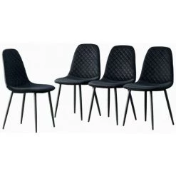 JYMTOM Lot De 2 Chaises De Salle à Manger Velours Siège Rembourrée Pieds En Métal, Pour Salon, Chambre,Bureau - Noir 10 JYMTOM Lot De 2 Chaises De Salle à Manger Velours Siège Rembourrée Pieds En Métal, Pour Salon, Chambre,Bureau - Noir -banc et tabouret Soldes Boutique 66990532 4