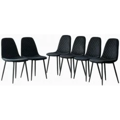 JYMTOM Lot De 2 Chaises De Salle à Manger Velours Siège Rembourrée Pieds En Métal, Pour Salon, Chambre,Bureau - Noir 11 JYMTOM Lot De 2 Chaises De Salle à Manger Velours Siège Rembourrée Pieds En Métal, Pour Salon, Chambre,Bureau - Noir -banc et tabouret Soldes Boutique 66990532 5