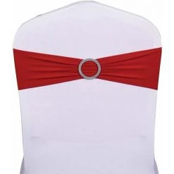 Mobilier D'intérieur 10 Morceaux Bandeau De Chaise élastique à Enfiler Avec Boucle, Pour Mariage, Nœud De Chaise En Lycra, Polyester Et élasthanne., Rouge LangRay -banc et tabouret Soldes Boutique 66991782 3