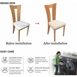 FVO 6 Pièces Housses De Siège De Chaise En Jacquard Extensible, Housses De Coussin De Siège De Chaise De Salle à Manger Anti-poussière Lavables Amovibles -banc et tabouret Soldes Boutique 66999077 5