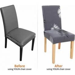 Housse De Chaise -Housse De Chaise Extensible Housses De Chaise De Salle à Manger-Gris 4 Pièces -GALOZZOIT -banc et tabouret Soldes Boutique 67288384 4