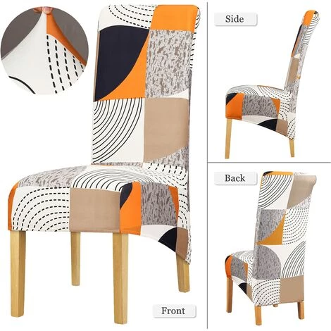QERSTA Housse De Chaise à Dossier Haut De Taille XL, Impression Extensible, Motif à Carreaux, Housse De Chaise Pour Salle à Manger, Banquet, Hôtel, Décoration D'intérieur, Couleur-348, Paquet De 6 5 QERSTA Housse De Chaise à Dossier Haut De Taille XL, Impression Extensible, Motif à Carreaux, Housse De Chaise Pour Salle à Manger, Banquet, Hôtel, Décoration D'intérieur, Couleur-348, Paquet De 6 – Image 3