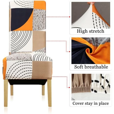 QERSTA Housse De Chaise à Dossier Haut De Taille XL, Impression Extensible, Motif à Carreaux, Housse De Chaise Pour Salle à Manger, Banquet, Hôtel, Décoration D'intérieur, Couleur-348, Paquet De 6 6 QERSTA Housse De Chaise à Dossier Haut De Taille XL, Impression Extensible, Motif à Carreaux, Housse De Chaise Pour Salle à Manger, Banquet, Hôtel, Décoration D'intérieur, Couleur-348, Paquet De 6 – Image 4