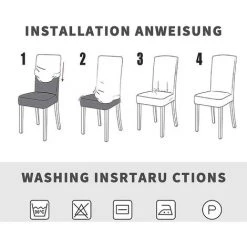 GGNRALNY Housse De Chaise De Salle à Manger Lot De 2, Housses De Protection De Chaise Imprimées Patchwork Stretch Amovibles Élastiques Universelles Pour La Maison, Hôtel (Coutures à Carreaux, 2 Pièces) -banc et tabouret Soldes Boutique 67354485 3