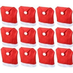 PERLE RARE Lot De 12 Housses De Chaise Noël I Rouge I Bonnet De Noel I Housse De Chaise Décoration De Noël Bonnet De Noel Housse De Chaise Housse De Chaise