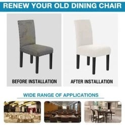 AOUGO Housses De Chaise Pour Salle à Manger Housses De Chaise De Salle à Manger Extensibles Coussins De Chaise Pour Chaises De Salle à Manger Super Fit Protecteur De Chaise De Salle à Manger Housses De Chaise Amovibles Et Lavables Lot De 2, Blanc Cassé -banc et tabouret Soldes Boutique 67370491 5