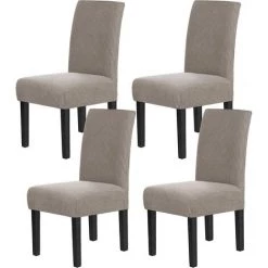 AOUGO Housses De Chaise Pour Salle à Manger Housses De Chaise De Salle à Manger Extensibles Coussins De Chaise Pour Chaises De Salle à Manger Super Fit Protecteur De Chaise De Salle à Manger Housses De Chaise Amovibles Lot De 4, Taupe