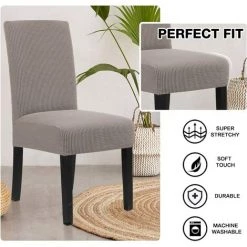 AOUGO Housses De Chaise Pour Salle à Manger Housses De Chaise De Salle à Manger Extensibles Coussins De Chaise Pour Chaises De Salle à Manger Super Fit Protecteur De Chaise De Salle à Manger Housses De Chaise Amovibles Lot De 4, Taupe -banc et tabouret Soldes Boutique 67370515 3
