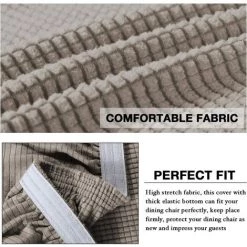 AOUGO Housses De Chaise Pour Salle à Manger Housses De Chaise De Salle à Manger Extensibles Coussins De Chaise Pour Chaises De Salle à Manger Super Fit Protecteur De Chaise De Salle à Manger Housses De Chaise Amovibles Lot De 4, Taupe -banc et tabouret Soldes Boutique 67370515 4