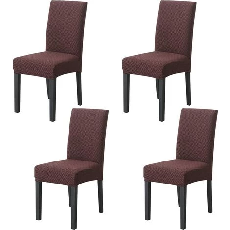 AOUGO Lot De 4 Housses De Chaise De Salle à Manger Extensibles En Jacquard Tricotées Décoratives Amovibles Pour Chaise De Salle à Manger, Banquet, Cérémonie De Mariage (café Tricoté) 3 AOUGO Lot De 4 Housses De Chaise De Salle à Manger Extensibles En Jacquard Tricotées Décoratives Amovibles Pour Chaise De Salle à Manger, Banquet, Cérémonie De Mariage (café Tricoté)