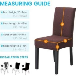 AOUGO Lot De 4 Housses De Chaise De Salle à Manger Extensibles En Jacquard Tricotées Décoratives Amovibles Pour Chaise De Salle à Manger, Banquet, Cérémonie De Mariage (café Tricoté) 9 AOUGO Lot De 4 Housses De Chaise De Salle à Manger Extensibles En Jacquard Tricotées Décoratives Amovibles Pour Chaise De Salle à Manger, Banquet, Cérémonie De Mariage (café Tricoté) -banc et tabouret Soldes Boutique 67370519 3