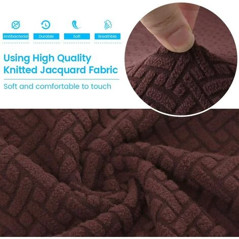 AOUGO Lot De 4 Housses De Chaise De Salle à Manger Extensibles En Jacquard Tricotées Décoratives Amovibles Pour Chaise De Salle à Manger, Banquet, Cérémonie De Mariage (café Tricoté) 6 AOUGO Lot De 4 Housses De Chaise De Salle à Manger Extensibles En Jacquard Tricotées Décoratives Amovibles Pour Chaise De Salle à Manger, Banquet, Cérémonie De Mariage (café Tricoté) – Image 4