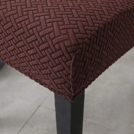 AOUGO Lot De 4 Housses De Chaise De Salle à Manger Extensibles En Jacquard Tricotées Décoratives Amovibles Pour Chaise De Salle à Manger, Banquet, Cérémonie De Mariage (café Tricoté) 7 AOUGO Lot De 4 Housses De Chaise De Salle à Manger Extensibles En Jacquard Tricotées Décoratives Amovibles Pour Chaise De Salle à Manger, Banquet, Cérémonie De Mariage (café Tricoté) – Image 5