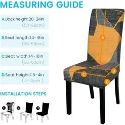 AOUGO Housses De Chaise De Salle à Manger Housses De Chaise De Salle à Manger Extensibles Amovibles Lavables Décoratives Housses De Siège Pour Salle à Manger Maison Mariage Banquet Fête Hôtel (imprimé 05, Paquet De 2) -banc et tabouret Soldes Boutique 67370524 4