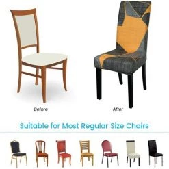 AOUGO Housses De Chaise De Salle à Manger Housses De Chaise De Salle à Manger Extensibles Amovibles Lavables Décoratives Housses De Siège Pour Salle à Manger Maison Mariage Banquet Fête Hôtel (imprimé 05, Paquet De 2) -banc et tabouret Soldes Boutique 67370524 5
