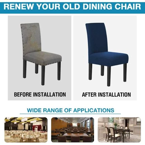 AOUGO Housses De Chaise Pour Salle à Manger Housses De Chaise De Salle à Manger Extensibles Coussins De Chaise Pour Chaises De Salle à Manger Super Fit Protecteur De Chaise De Salle à Manger Housses De Chaise Amovibles Et Lavables Lot De 6, Bleu Marine 7 AOUGO Housses De Chaise Pour Salle à Manger Housses De Chaise De Salle à Manger Extensibles Coussins De Chaise Pour Chaises De Salle à Manger Super Fit Protecteur De Chaise De Salle à Manger Housses De Chaise Amovibles Et Lavables Lot De 6, Bleu Marine – Image 5