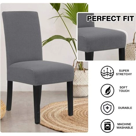AOUGO Housses De Chaise Pour Salle à Manger Housses De Chaise De Salle à Manger Extensibles Coussins De Chaise Pour Chaises De Salle à Manger Super Fit Protecteur De Chaise De Salle à Manger Housses De Chaise Amovibles Et Lavables Lot De 6, Gris 5 AOUGO Housses De Chaise Pour Salle à Manger Housses De Chaise De Salle à Manger Extensibles Coussins De Chaise Pour Chaises De Salle à Manger Super Fit Protecteur De Chaise De Salle à Manger Housses De Chaise Amovibles Et Lavables Lot De 6, Gris – Image 3