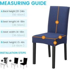 AOUGO Housses De Chaise De Salle à Manger Housses De Chaise De Salle à Manger Tricotées Extensibles Housses De Protection De Chaise Amovibles Et Lavables Pour Salle à Manger, Maison, Mariage, Banquet, Hôtel (bleu Tricoté, Lot De 2) -banc et tabouret Soldes Boutique 67370538 4