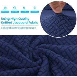 AOUGO Housses De Chaise De Salle à Manger Housses De Chaise De Salle à Manger Tricotées Extensibles Housses De Protection De Chaise Amovibles Et Lavables Pour Salle à Manger, Maison, Mariage, Banquet, Hôtel (bleu Tricoté, Lot De 2) -banc et tabouret Soldes Boutique 67370538 5