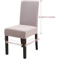 AOUGO Housse De Chaise De Salle à Manger Lot De 4 Housses De Chaise De Salle à Manger En élasthanne Extensible Housses De Siège Décoratives Pour Salle à Manger Banquet De Mariage (peluche Gris Clair, Paquet De 2) -banc et tabouret Soldes Boutique 67370545 4