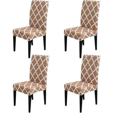 AOUGO Ensemble De Housse De Chaise De Salle à Manger Stretch Spandex Court Housse De Protection Pour Chaise De Salle à Manger Housse De Protection Amovible Pour Salle à Manger Banquet De Mariage (Kaki + Blanc, Lot De 4) 3 AOUGO Ensemble De Housse De Chaise De Salle à Manger Stretch Spandex Court Housse De Protection Pour Chaise De Salle à Manger Housse De Protection Amovible Pour Salle à Manger Banquet De Mariage (Kaki + Blanc, Lot De 4)