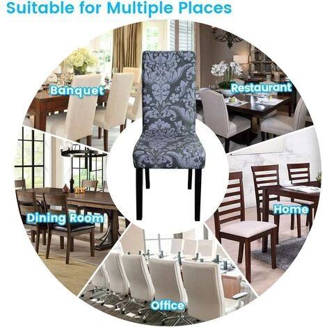 AOUGO Housses De Chaise De Salle à Manger Housses De Chaise De Salle à Manger Extensibles Housses De Protection De Chaise Amovibles Et Lavables Pour Salle à Manger, Mariage, Banquet, Fête, Décor D'hôtel (imprimé 02, Paquet De 2) 5 AOUGO Housses De Chaise De Salle à Manger Housses De Chaise De Salle à Manger Extensibles Housses De Protection De Chaise Amovibles Et Lavables Pour Salle à Manger, Mariage, Banquet, Fête, Décor D'hôtel (imprimé 02, Paquet De 2) – Image 3