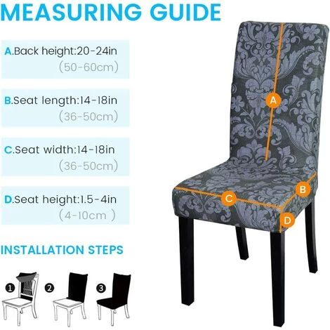 AOUGO Housses De Chaise De Salle à Manger Housses De Chaise De Salle à Manger Extensibles Housses De Protection De Chaise Amovibles Et Lavables Pour Salle à Manger, Mariage, Banquet, Fête, Décor D'hôtel (imprimé 02, Paquet De 2) 6 AOUGO Housses De Chaise De Salle à Manger Housses De Chaise De Salle à Manger Extensibles Housses De Protection De Chaise Amovibles Et Lavables Pour Salle à Manger, Mariage, Banquet, Fête, Décor D'hôtel (imprimé 02, Paquet De 2) – Image 4