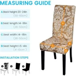 AOUGO Housses De Chaise De Salle à Manger Housses De Chaise Extensibles Pour Chaise De Salle à Manger Housses De Protection Amovibles Et Lavables Pour Salle à Manger, Mariage, Banquet, Hôtel (imprimé 01, Lot De 2) -banc et tabouret Soldes Boutique 67370579 3