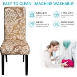 AOUGO Housses De Chaise De Salle à Manger Housses De Chaise Extensibles Pour Chaise De Salle à Manger Housses De Protection Amovibles Et Lavables Pour Salle à Manger, Mariage, Banquet, Hôtel (imprimé 01, Lot De 2) -banc et tabouret Soldes Boutique 67370579 5