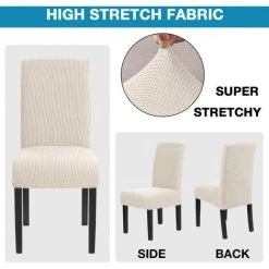 AOUGO Housses De Chaise Pour Salle à Manger Housses De Chaise De Salle à Manger Extensibles Coussins De Chaise Pour Chaises De Salle à Manger Super Fit Protecteur De Chaise De Salle à Manger Housses De Chaise Amovibles Et Lavables Lot De 2, Biscotti Beige -banc et tabouret Soldes Boutique 67370593 2