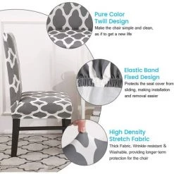 AOUGO Housse De Chaise De Salle à Manger Lot De 4 Housses De Protection De Chaise De Salle à Manger Courtes En élasthanne Extensible Housses De Protection De Chaise Amovibles Pour Salle à Manger Banquet De Mariage (gris + Blanc) -banc et tabouret Soldes Boutique 67371124 4