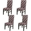 AOUGO Ensemble De Housses De Chaise De Salle à Manger Stretch Spandex Housse De Protection Courte Pour Chaise De Salle à Manger Housse De Protection Universelle Amovible Pour Chaise De Salle à Manger, Banquet De Mariage (blanc + Café, Lot De 4) -banc et tabouret Soldes Boutique 67371126 1