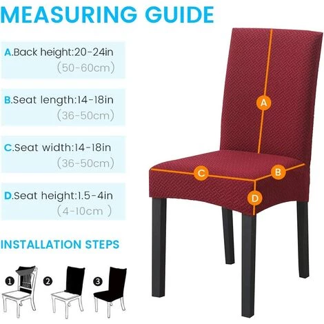 AOUGO Lot De 4 Housses De Chaise De Salle à Manger Tricotées Extensibles En Jacquard Pour Salle à Manger, Banquet, Mariage, Cérémonie (rouge Tricoté) 5 AOUGO Lot De 4 Housses De Chaise De Salle à Manger Tricotées Extensibles En Jacquard Pour Salle à Manger, Banquet, Mariage, Cérémonie (rouge Tricoté) – Image 3