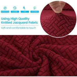 AOUGO Lot De 4 Housses De Chaise De Salle à Manger Tricotées Extensibles En Jacquard Pour Salle à Manger, Banquet, Mariage, Cérémonie (rouge Tricoté) 10 AOUGO Lot De 4 Housses De Chaise De Salle à Manger Tricotées Extensibles En Jacquard Pour Salle à Manger, Banquet, Mariage, Cérémonie (rouge Tricoté) -banc et tabouret Soldes Boutique 67371138 4