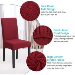 AOUGO Lot De 4 Housses De Chaise De Salle à Manger Tricotées Extensibles En Jacquard Pour Salle à Manger, Banquet, Mariage, Cérémonie (rouge Tricoté) 11 AOUGO Lot De 4 Housses De Chaise De Salle à Manger Tricotées Extensibles En Jacquard Pour Salle à Manger, Banquet, Mariage, Cérémonie (rouge Tricoté) -banc et tabouret Soldes Boutique 67371138 5