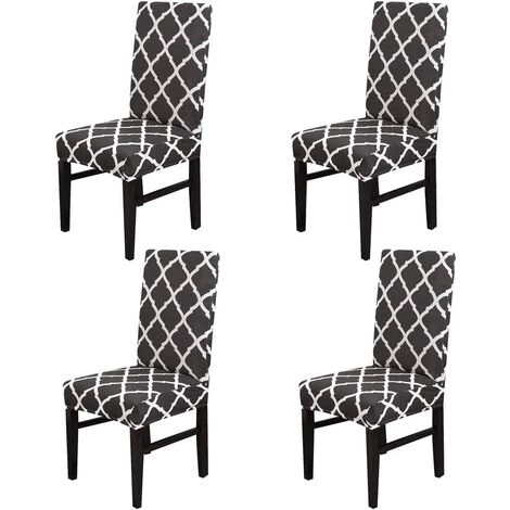 AOUGO Ensemble De Housses De Chaise De Salle à Manger Stretch Spandex Court Housse De Protection Pour Chaise De Salle à Manger Housses De Protection Amovibles Pour Salle à Manger Banquet De Mariage (Blanc + Noir, Lot De 4) 3 AOUGO Ensemble De Housses De Chaise De Salle à Manger Stretch Spandex Court Housse De Protection Pour Chaise De Salle à Manger Housses De Protection Amovibles Pour Salle à Manger Banquet De Mariage (Blanc + Noir, Lot De 4)