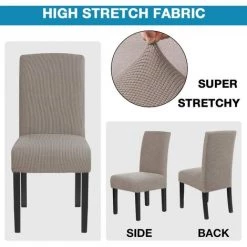 AOUGO Housses De Chaise Pour Salle à Manger Housses De Chaise De Salle à Manger Extensibles Coussins De Chaise Pour Chaises De Salle à Manger Super Fit Protecteur De Chaise De Salle à Manger Housses De Chaise Amovibles Et Lavables Lot De 6, Taupe -banc et tabouret Soldes Boutique 67371155 2