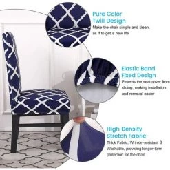 AOUGO Housse De Chaise De Salle à Manger Lot De 4 Housses De Chaise De Salle à Manger En élasthanne Extensible Housses De Siège Décoratives Pour Salle à Manger Mariage Banquet Fête (bleu + Blanc) 11 AOUGO Housse De Chaise De Salle à Manger Lot De 4 Housses De Chaise De Salle à Manger En élasthanne Extensible Housses De Siège Décoratives Pour Salle à Manger Mariage Banquet Fête (bleu + Blanc) -banc et tabouret Soldes Boutique 67371156 5