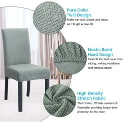 AOUGO Housses De Chaise De Salle à Manger En Tricot Jacquard Stretch Housses De Chaise De Salle à Manger Ensemble De Housses De Protection Décoratives Housses De Siège De Chaise Amovibles Pour Salle à Manger Banquet De Mariage (vert Tricoté, Paquet De 4) -banc et tabouret Soldes Boutique 67371161 5