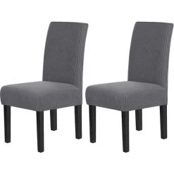 AOUGO Housses De Chaise Pour Salle à Manger Housses De Chaise De Salle à Manger Extensibles Coussins De Chaise Pour Chaises De Salle à Manger Super Fit Protecteur De Chaise De Salle à Manger Housses De Chaise Amovibles Et Lavables Lot De 2, Gris