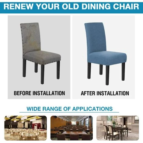 AOUGO Housses De Chaise Pour Salle à Manger Housses De Chaise De Salle à Manger Extensibles Coussins De Chaise Pour Chaises De Salle à Manger Super Fit Protecteur De Chaise De Salle à Manger Housses De Chaise Amovibles Et Lavables Lot De 6, Bleu Poussiéreux 7 AOUGO Housses De Chaise Pour Salle à Manger Housses De Chaise De Salle à Manger Extensibles Coussins De Chaise Pour Chaises De Salle à Manger Super Fit Protecteur De Chaise De Salle à Manger Housses De Chaise Amovibles Et Lavables Lot De 6, Bleu Poussiéreux – Image 5